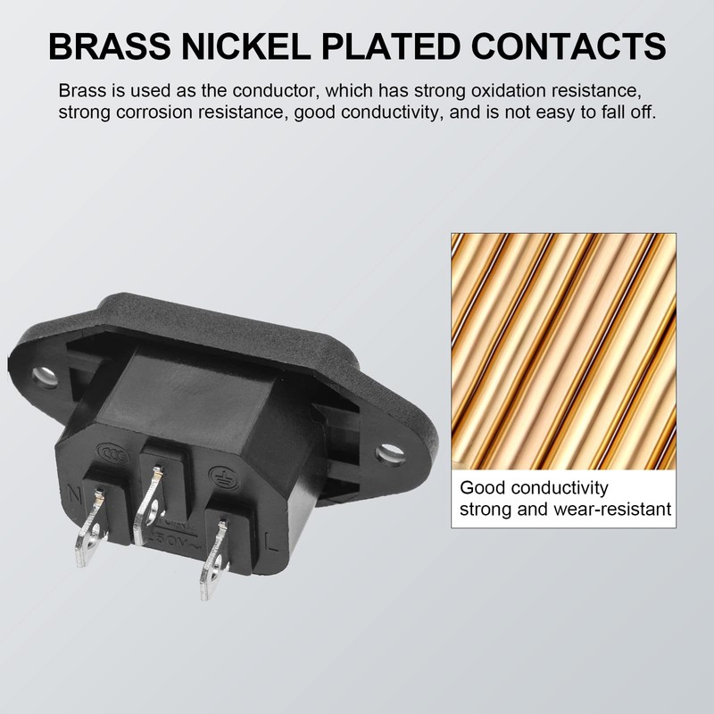 QTEATAK 3 Pack Screw Mount 3 Pins Inlet Power Plug