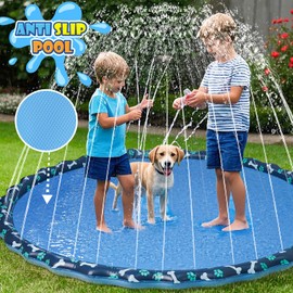 HaoVrisn Non-Slip Splash Pad for Toddlers & Dogs, Extra Thick Non-Toxic PVC Material - Dog Splash Pad, Outdoor Kids Sprinkler Play Mat for Yard, Lawn, Backyard - Kids Pool Summer Water Toys