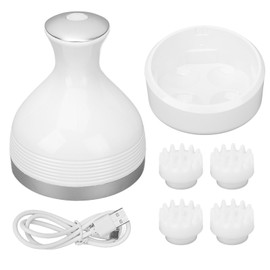 Electric Scalp Massager IPX7 Waterproof 4 Modes Silicone Electronic Scalp Massager for Pet Cat White