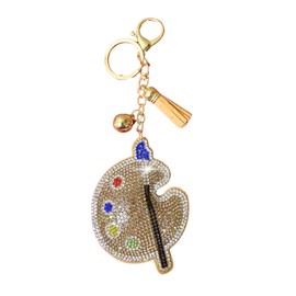 Popfizzy Artist Keychain Accessories for Women and Girls, Rhinestone Painter's Palette Backpack Charm, Bling Artist Gifts
