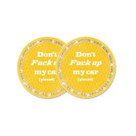 Lyxheth 2PCS Bling Car Cup Holder Coaster, Cup Holder Insert, 2.75 Inch Auto Cup Holders Insert Coaster, Car Accessory Silicone Anti-Slip Crystal Rhinestone Drink Cup Mat for Women (Yellow, 2PCS)