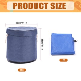 Tanstic 2Pcs Blue Toy Storage Basket with Play Mat, 11" x 11" Foldable Toy Basket Toy Organization Bags Toy Storage Organizer with Mat, Collapsible Canvas Bag Toys Container