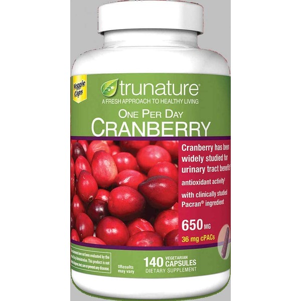 trunature One Per Day Cranberry 650 mg, 140 Vegetarian Capsules
