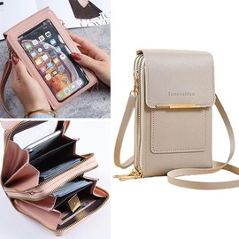 Anti-Theft Leather Bag,Small Crossbody Cell Phone Purse Wallet for Women,Touchscreen Phone Purse Crossbody Bag with Shoulder Strap,RFID Blocking Messenger Shoulder Handbag with Credit Card Slots,