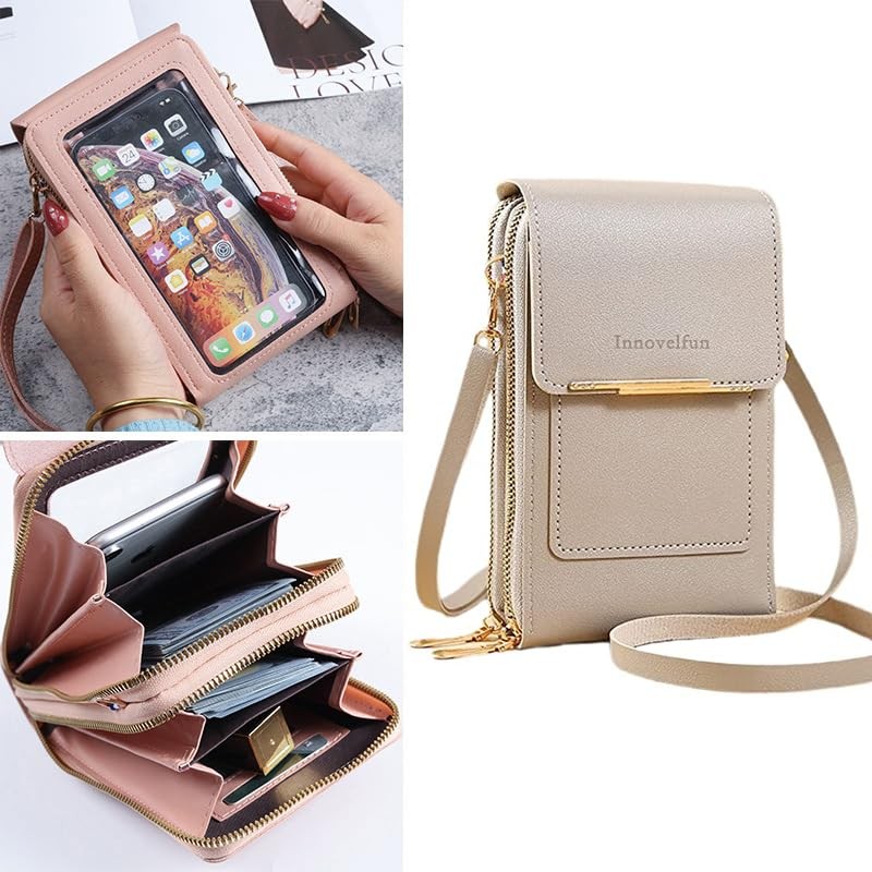 Anti-Theft Leather Bag,Small Crossbody Cell Phone Purse Wallet for Women,Touchscreen