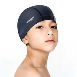 COOLMATE Fabric Swim Cap for Adult, Kid, Silicone Waterproof Layer, Cloth Swim Cap for Boy, Girl, Lightweight and Comfortable, Perfect for Pool, Beach, Lap Swimming (Legend Ink, 2XS)