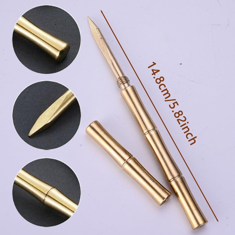 Sdjdhej Brass Bamboo Needle Puerh Tea Knife with Safety Cover