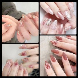 JANLOFO 500 Pieces Short Nail Tips Ultra Thin Oval Nail Design False Nails Short Nail Art Practice