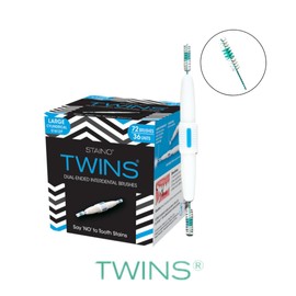Staino Twins Interdental Brush Dual-Ended Travel Brush, Large Cylindrical Brush, 36 2-Brush Units - Total 72 Brushes