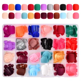 Pack of 576 Matte False Toenails, 12 Sizes Artificial Nails for Toes, 24 Colours Toenails for Sticking, Square Press on Short Toenails, Fake Toenails for Women Girls