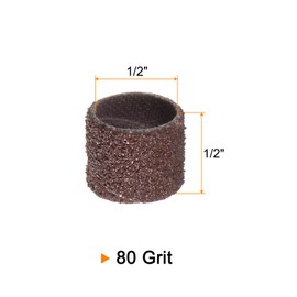 QUARKZMAN Pack of 100 Sanding Drums 1/2 Inch Mini Sanding Sleeves 80 Grit Sanding Belts for Drum Grinder Rotating Devices