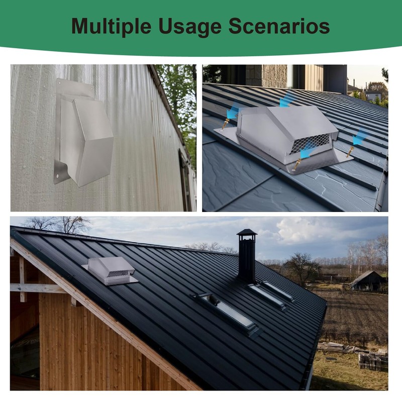 LTSEAME 6 Inch Stainless Steel Roof Vent Cap,Bathroom Exhaust Roof