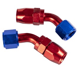 Nihfien 2PCS 8AN 45 Degree Aluminum Swivel Hose End Fitting for Braided CPE Fuel Hose Blue/Red (45 Degree), BTH-QCYGJT1-8AN45-2P