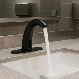 Yodel Faucet Touchless Bathroom Sink Faucet - Automatic Motion Sensor - Battery Operated for Commercial Lavotory Bathroom, Matte Black