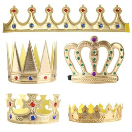 Trsnzul Crown for King 5 Pieces Crown King Birthday Crown King Crown with Rhinestone Crown Golden Birthday King Crown Hats Golden King Crown Birthday Crown for Birthday Party