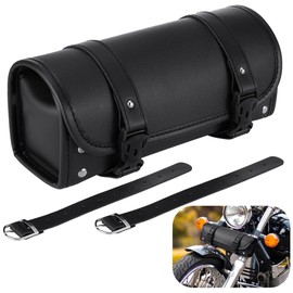 YOFAPA Motorcycle Handlebar Bag, PU Leather Bag for Motorbike, Motorcycle Tool Pouch, Motorcycle Fork Bags, Sissy Bar Storage Bags with 2 Straps