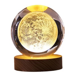 NOENNULL Crystal Ball Night Light - Moon Crystal Ball 3D Moon Lamp Cosmic Orbs Crystal with LED Base Suitable for Home Bedroom Office Decoration Galaxy Planet Nightlight Birthday Gifts