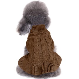 CHBORCHICEN Small Dog Sweaters Knitted Pet Cat Sweater Warm Dog Sweatshirt Dog Winter Clothes Kitten Puppy Sweater (XXS, Dress-Brown)