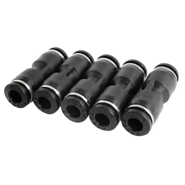 uxcell 6mm to 6mm Straight Coupler Tube Air Quick Joint Black 5pcs