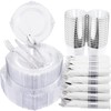 Morejoy 350PCS Clear Silver Plastic Plates - Silver Disposable Plates