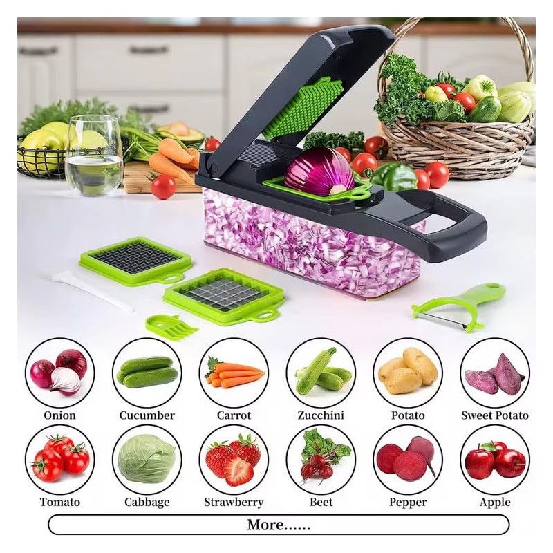 16in1 Multi-Functional Vegetable Chopper Manual Food Chopper Vegetable Slicer, Dicer,