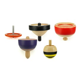 Spin Gear Mini Wooden Koma Set (5 Types), Handmade Wooden Top