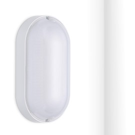 Oktaplex lighting Cellar Lamp LED with Through Wiring 9 W 4000 K Neutral White 800 lm IP65 Cellar Light Base Oval DV Wet Room Light White