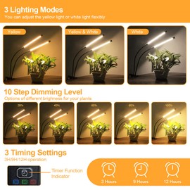 bseah Grow Light Plant Light Indoor Plants, Full Spectrum Clip Plant Growing Lamp, 10-Level Dimmable, Auto ON & Off Timer (2 Pack)