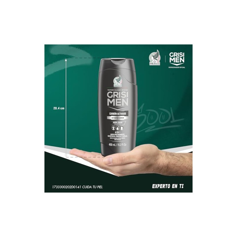AAZV Grisi Hombre Shower Gel Carbon Activado 450 Ml, 1