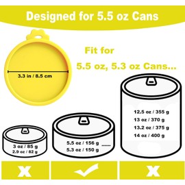 Comtim Cat Food Can Covers Lids for 5.5 oz Cans, 2 Pack Silicone Cat Food Can Lids for 5.5 oz 5.3 oz Cans...Pet Food Can Covers Reusable Can Toppers Savers for Wet Food (Yellow)