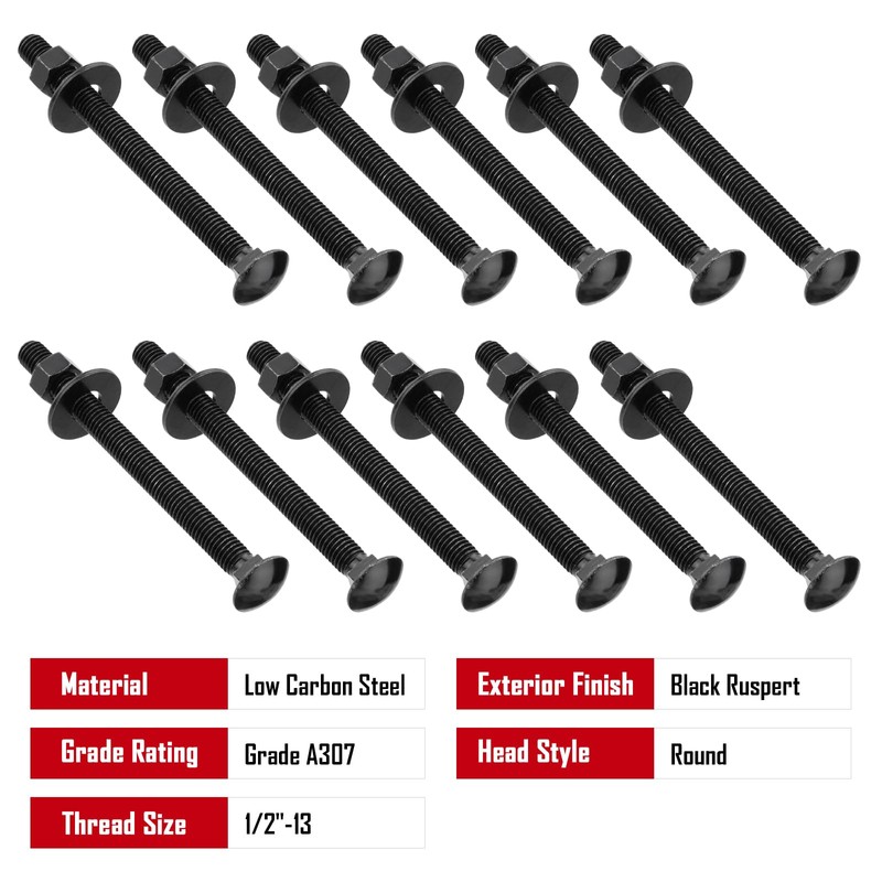 SPARKWHIZ 1/2 x 8 Inch Carriage Bolt Kit,Rust Resistance Bolts