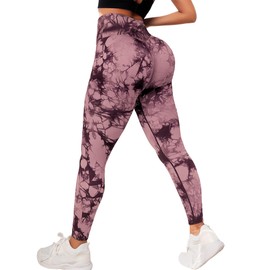 JGS1996 Tie Dye Leggings for Women Tummy Control High Waisted Scrunch Butt Lifting Seamless Workout Yoga Pants