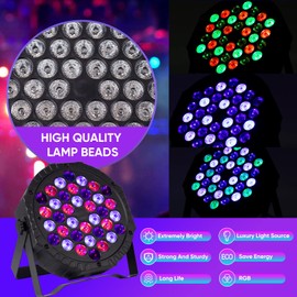 Stage DJ Par Lights for Party: 36 RGB LED Uplighting Stage Light with Sound Activated Remote DMX Control - Uplights Disco Lights for Parties Events Club Dance Stage Lighting