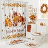 4pcs Farmhouse Pumpkin Fall Bathroom Decor Shower Curtain Set 72