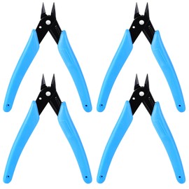 Small Side Cutters, Pack of 4 Mini Wire Cutters, 130 mm Micro Electronic Side Cutters, Mini Angled Cable Cutter, Cutting Pliers for Crafts, Electronics, Jewellery Pliers, Model Making Pliers