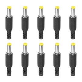 PATIKIL 5.5x2.1mm DC Male Plug Power Supply Ends, 10 Pack DIY DC Barrel Connector Replacement, Yellow