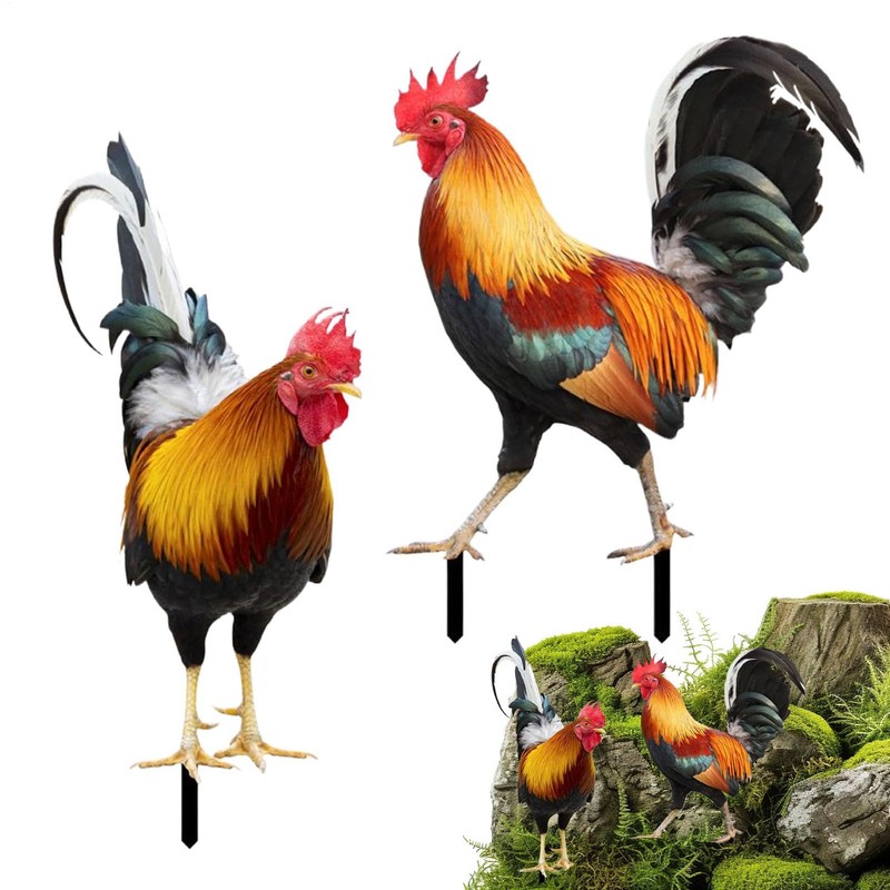 Metal Chicken - Chicken Metal Garden Art,Spring Outdoor Decorations, Set