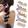 mdgfge 5Pcs Pearl Butterfly Flower Telephone Wire Hair Bands, Rose