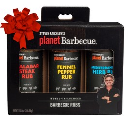 Steven Raichlen's Planet Barbecue Gourmet BBQ Rubs & Spices Gift Box 3 Pack- Grill Seasonings Set with International Flavors- Grilling Gifts for Men