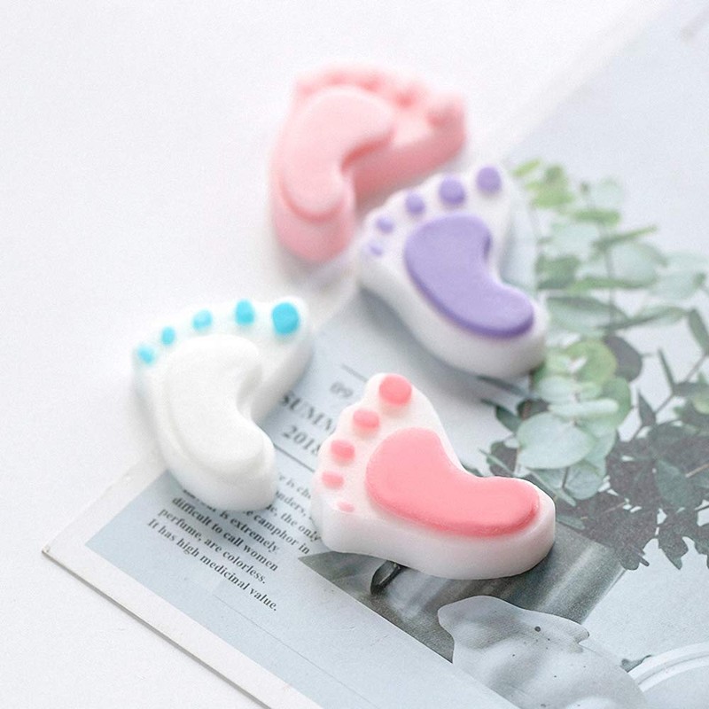 3Pcs Baby Foot Prints Silicone Soap Molds Footprint Shaped Chocolate