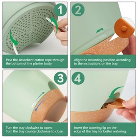 SE SUN-E Self Watering Plant Pot with Drainage Hole,Plant Pots Outdoor Flower Pots for Indoor Plants,Modern Green Plastic Self Watering Planters Succulent Pot 7pcs/Set