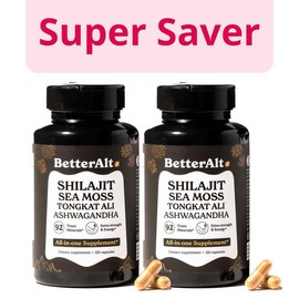 BetterAlt GOLD+ Shilajit, Ashwagandha & Sea Moss Capsules | Lab-Tested for Purity | Helps Boost Energy & Immunity | 2-Month Pack:_Pack of 2