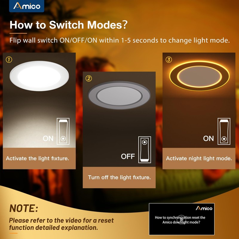 Amico 1 Pack 6 Inch 5CCT LED Recessed Ceiling Light