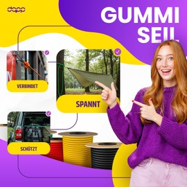 Rubber Cord, 10 mm, 10 m, Green, Expander Rope, Rubber Cord, Tension Rope, Tarpaulin Rope, Tension Rope