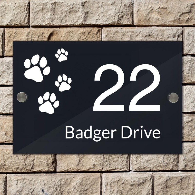 Badgemaster Modern Anthracite House Number Sign Plaque Stainless Steel Standoffs