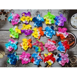 Roaqua 100 Packs Turtle Mini Pop Fidget, Autism Special Needs Squeeze Sensory Party Favors Gift for Family, Adult and Kids