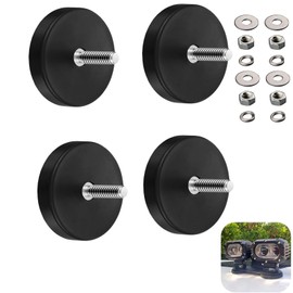 Neodymium Magnets, with External Thread, Magnets with Thread, with Rubber Coating, Non-Slip, for Screws Eyelet or Hook (Pack of 4, Diameter 66 mm)