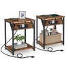 VASAGLE VASAGLE End Table with Charging Station, Set of 2,
