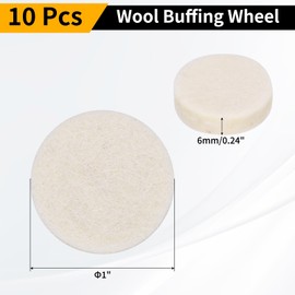 WorkBless 10PCS Wool Felt Polishing Pads, 1 Inch Buffing Wheel Polish Pad Flocking Hook & Loop Back for Car Buffer Polisher Attachment, Glass Plastic Metal Stone Furniture