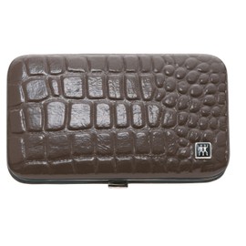 ZWILLING Classic Inox Etui Maniküre Pediküre Nagel-Set 3-tlg. Pflege Hände Füße Reise Nagelschere Pinzette Nagelfeile Mann Frau Rahmenverschluss Pflege Set 3-tlg. taupe Kroko Optik 97505-005-0